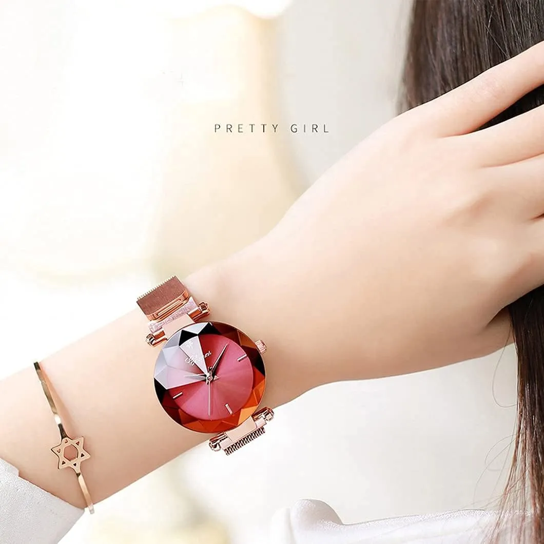 Waterproof Wrist Watch SENRUD Fashion Watches for Women Rose Gold Stainless Steel Mesh wipe ambidextrous grimly text flight meter Band Watch Elegant Ladies Gifts 