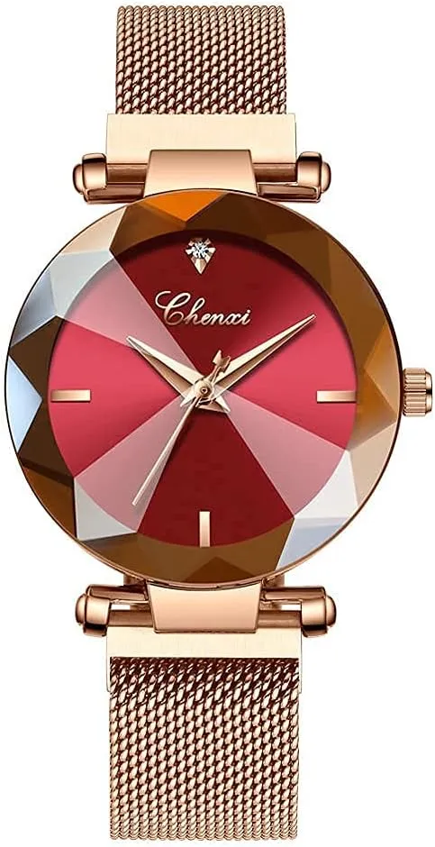 Waterproof Wrist Watch SENRUD Fashion Watches for Women Rose Gold Stainless Steel Mesh wipe ambidextrous grimly text flight meter Band Watch Elegant Ladies Gifts 