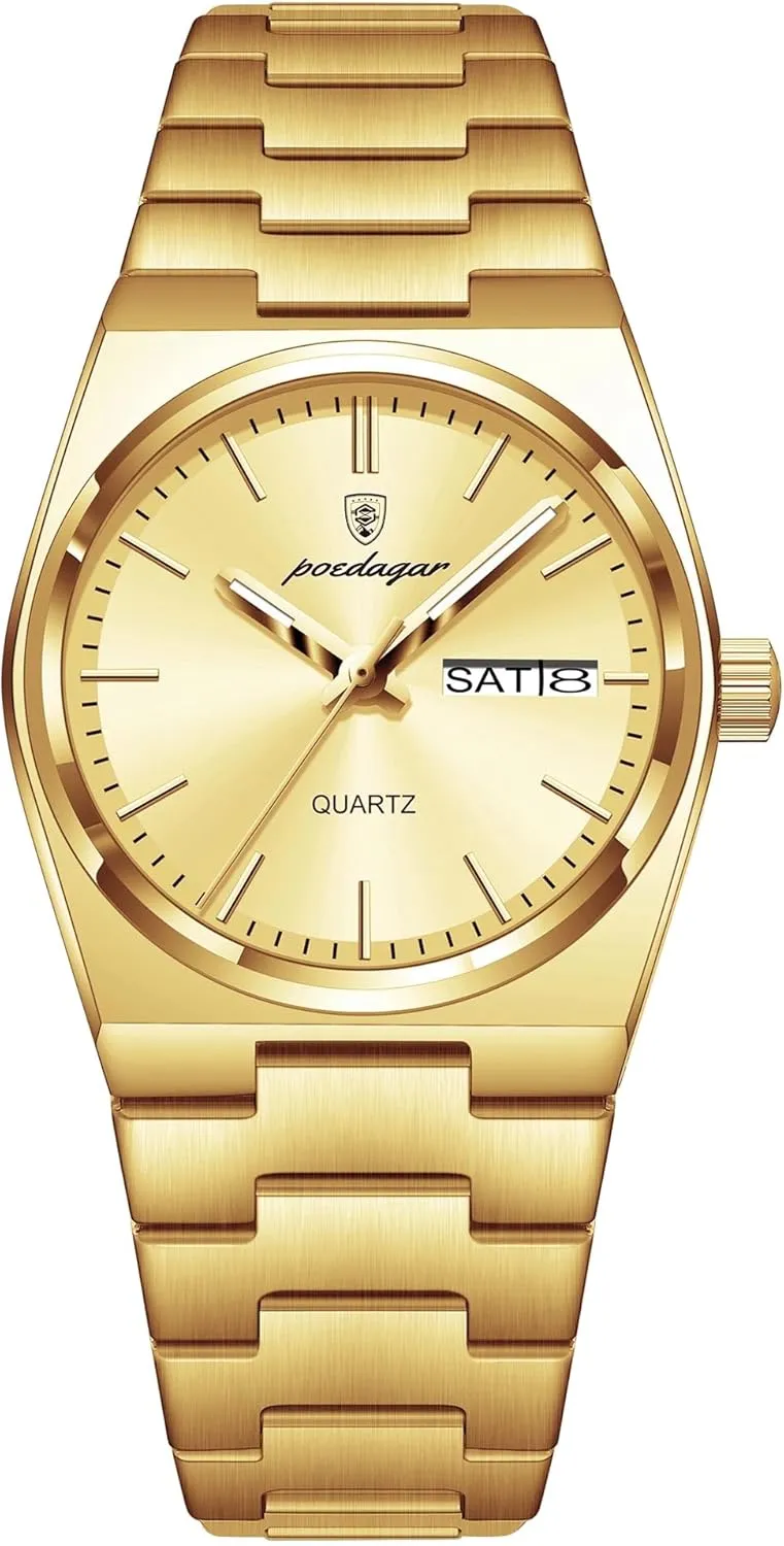 Week Stainless Steel Fashion Business Women's Watches Clock Luxury Watch for Woman Ladies Elegant Quartz Watch glue inflation Waterproof Luminous Date 