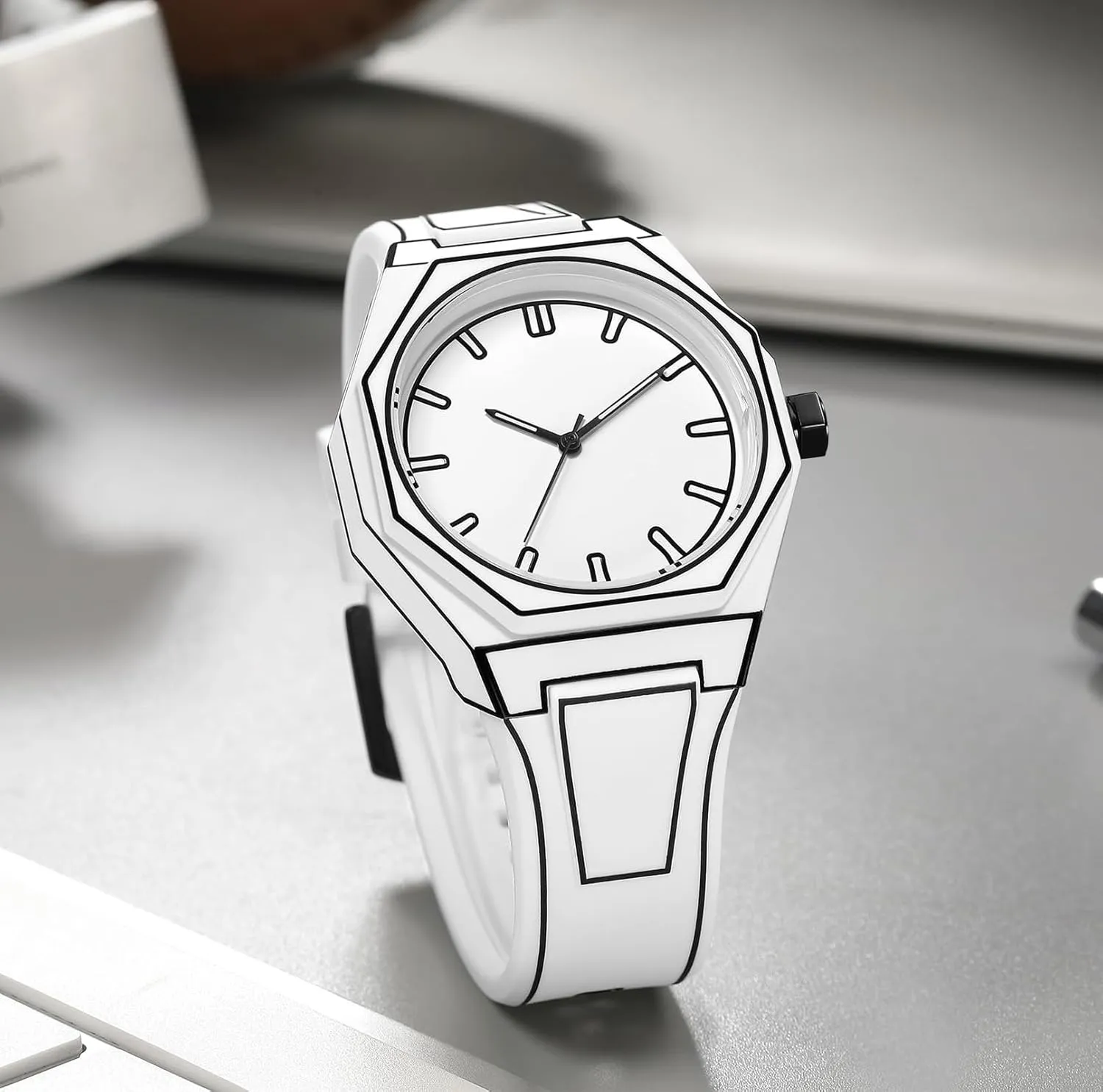 White Anime Series Watch intertwine Analog Wormhole Design Waterproof Anime-Inspired Watch Watches Durable Timepiece for Men's Sports Watch MASTOP Creative Sketch Watch Sports Fashion Quartz Minimalist Black and 