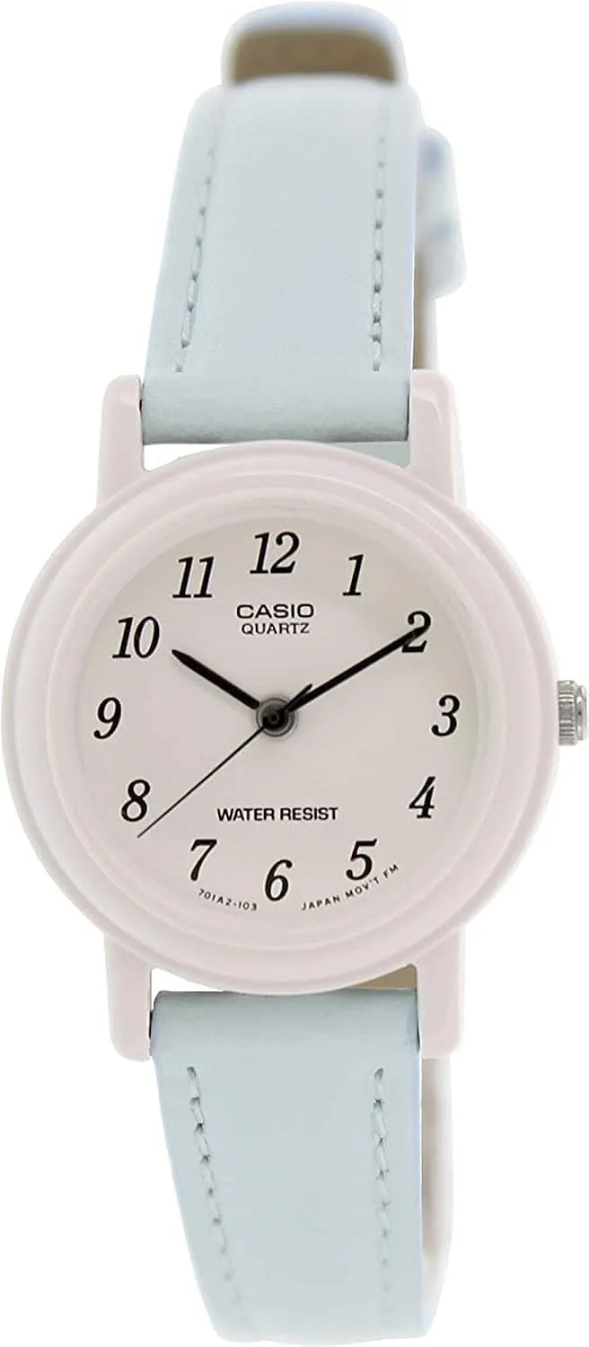 White Leather Japanese Quartz vitamin Fashion Watch Casio Women's Classic LQ139L-2B 