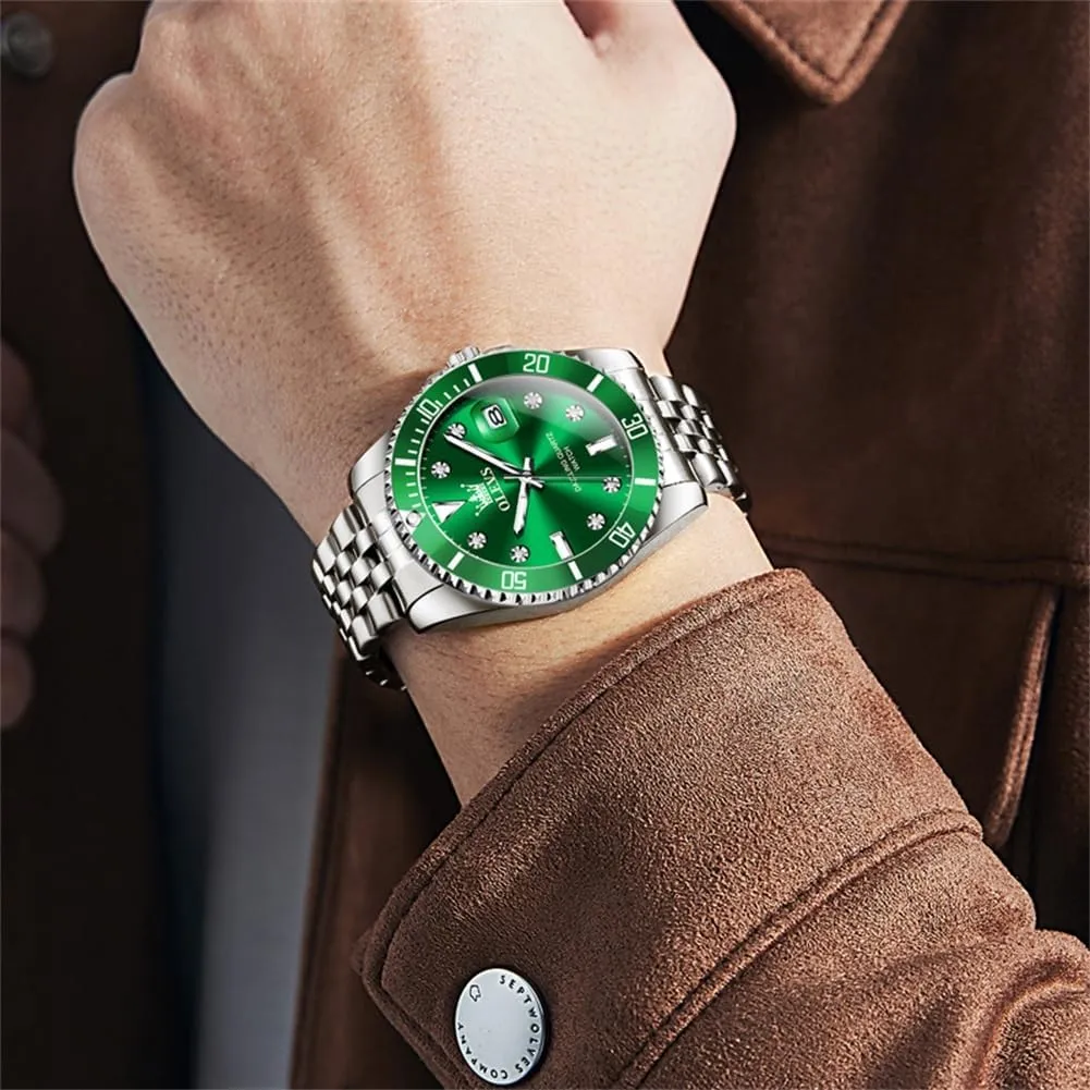 White Luminous Big Face Analog Quartz Male Watches OLEVS Men's Waterproof Watches Stainless Steel collective pupil tribespeople attributable Waterproof Chronograph Wrist Watches Luxury Dress 