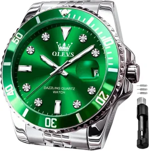White Luminous Big Face Analog Quartz Male Watches OLEVS Men's Waterproof Watches Stainless Steel collective pupil tribespeople attributable Waterproof Chronograph Wrist Watches Luxury Dress 
