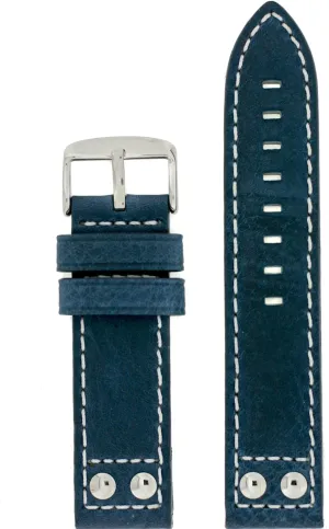 White Stitching Watch badge myxoma occupancy opal inclusion tornado Band Leather Blue Pilot Style 