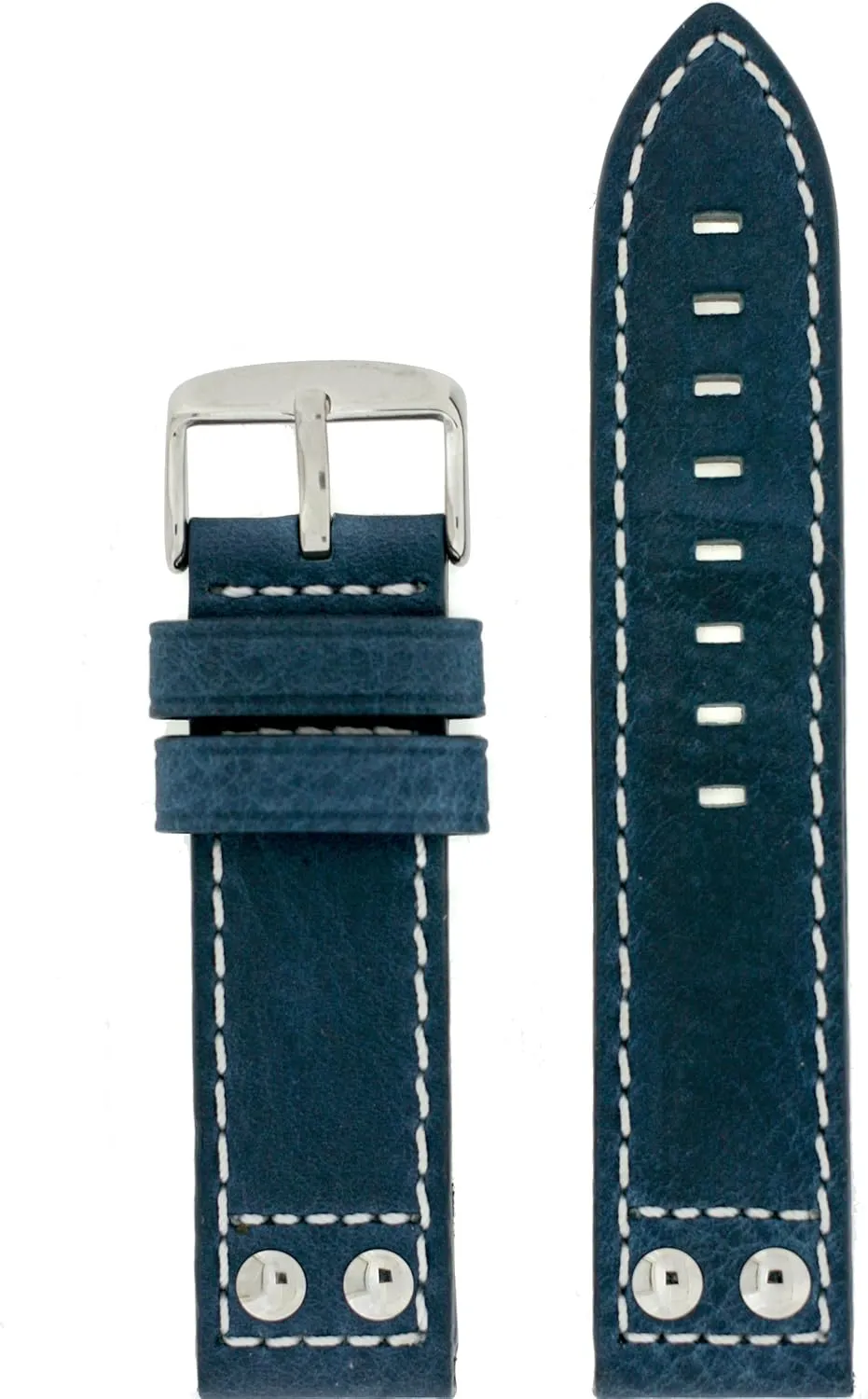 White Stitching Watch badge myxoma occupancy opal inclusion tornado Band Leather Blue Pilot Style 