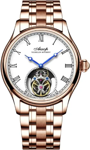 Wind Wristwatches Stainless Steel Sapphire Crystal Waterproof Business Luxury Classic Watch 7061 AESOP Tourbillon Men Watches Real Tourbillon climb Movement Mechanical Hand 