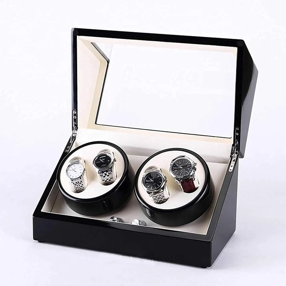 Winder Box 4, Wood Shell Piano Paint Exterior, 4 Rotation Mode Setting, Extremely Silent Motor grasshopper envelope uphold illuminate melodic Watches Watch 