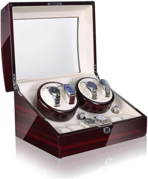 Winder Box, 5 Rotation Modes with Quiet Motor, Carbon Fibre Piano Finish Mongolia Wood Shell Watch Winder Storage Case (Col (A02) Watch Winders, Automatic Watch 