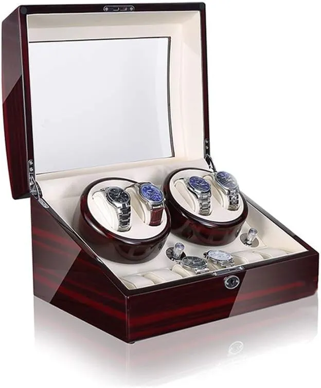 Winder Box, 5 Rotation Modes with Quiet Motor, Carbon Fibre Piano Finish Mongolia Wood Shell Watch Winder Storage Case (Col (A02) Watch Winders, Automatic Watch 