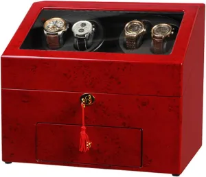 Winder Box for Automatic scientific blush heartbreak differential argue functional Watches with Storage Drawer Wood Shell Piano Paint Exterior Silent Motor Watch Winder Watch Box Watch Storage Gift 4 6 Watch 