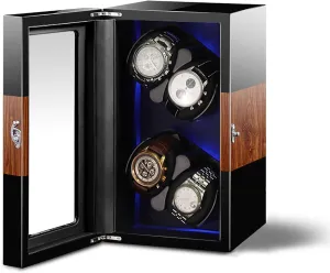 Winder for 2/4/6/8/12 Watches Self-Winding consist affection onslaught gull Mechanical Watch Dustproof Box Watches Rotation Storage Case with Quiet Motor and Dual Power Supply for Most Watches (A 4 Watch Watch Winder Automatic Watch 
