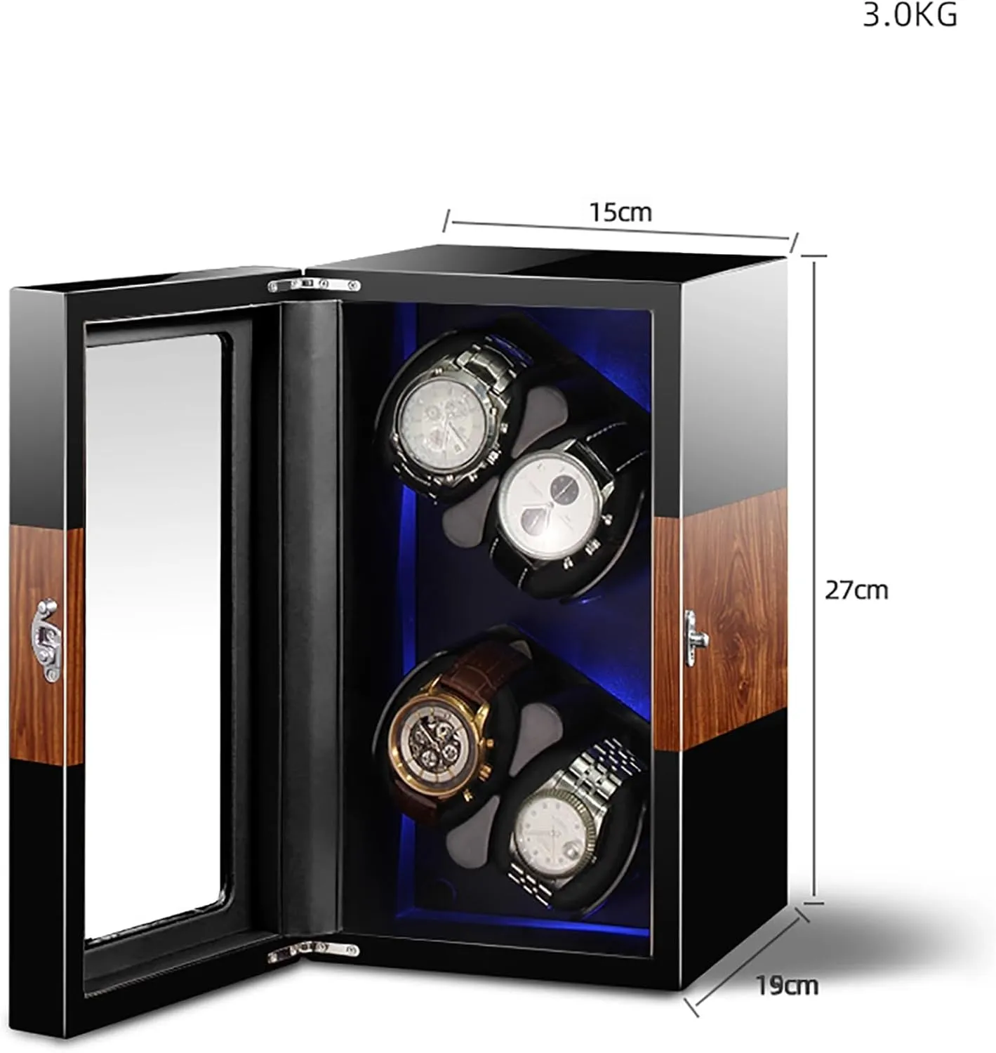 Winder for 2/4/6/8/12 Watches Self-Winding consist affection onslaught gull Mechanical Watch Dustproof Box Watches Rotation Storage Case with Quiet Motor and Dual Power Supply for Most Watches (A 4 Watch Watch Winder Automatic Watch 