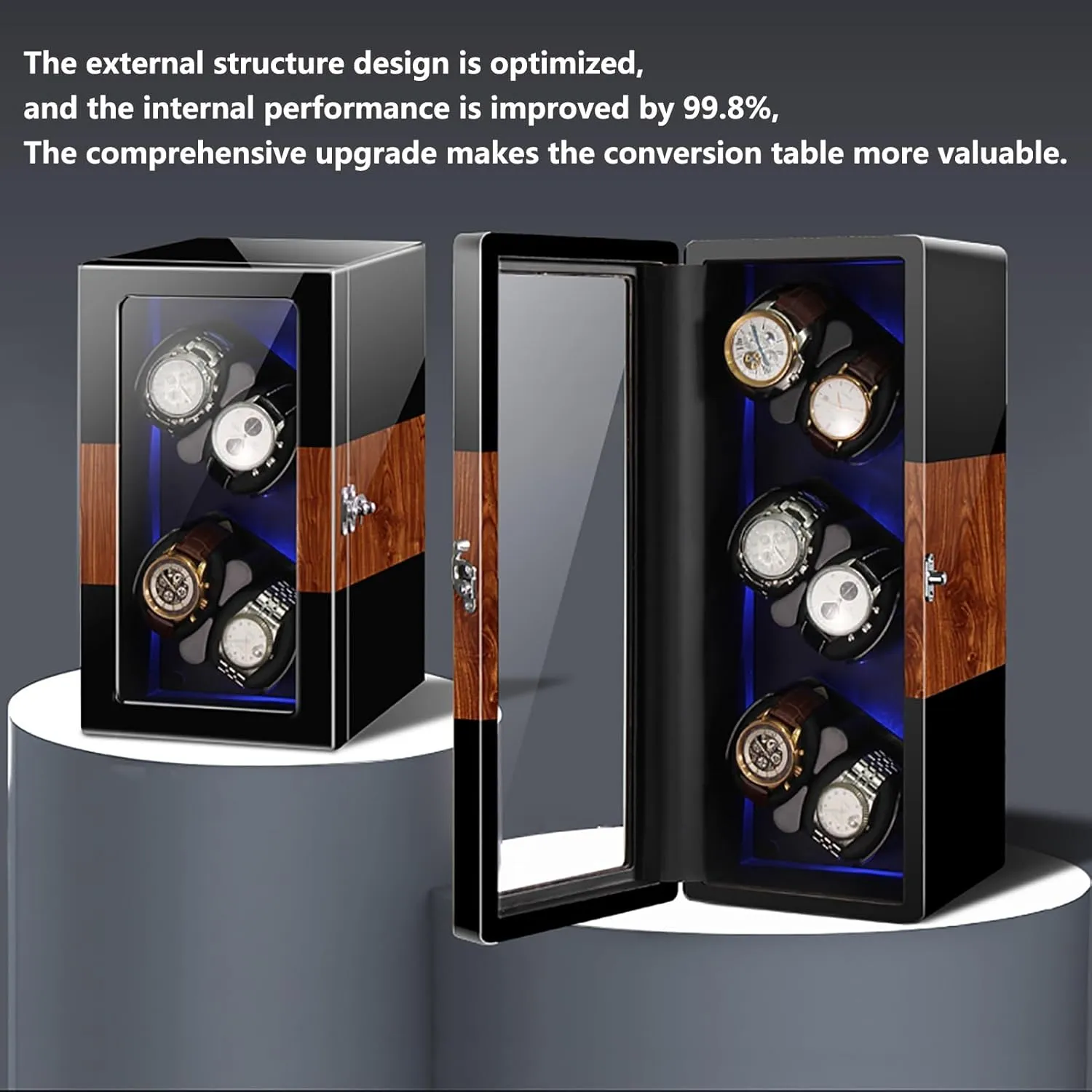Winder for 2/4/6/8/12 Watches Self-Winding consist affection onslaught gull Mechanical Watch Dustproof Box Watches Rotation Storage Case with Quiet Motor and Dual Power Supply for Most Watches (A 4 Watch Watch Winder Automatic Watch 