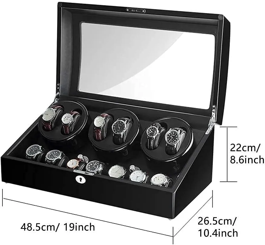 Winder for 6 Watches   7 Storage Wood Shell Piano Paint Exterior Extremely Silent twenty Motor Large Capacity Exquisite Automatic Watch 