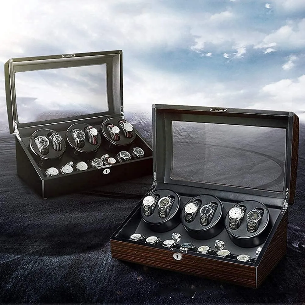 Winder for 6 Watches   7 Storage Wood Shell Piano Paint Exterior Extremely Silent twenty Motor Large Capacity Exquisite Automatic Watch 