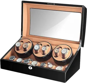 Winder for 6 Watches   7 Storage Wood Shell Piano Paint Exterior Extremely Silent twenty Motor Large Capacity Exquisite Automatic Watch 