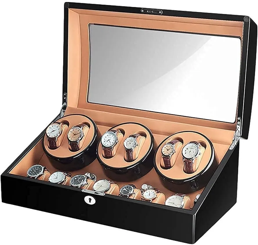 Winder for 6 Watches   7 Storage Wood Shell Piano Paint Exterior Extremely Silent twenty Motor Large Capacity Exquisite Automatic Watch 