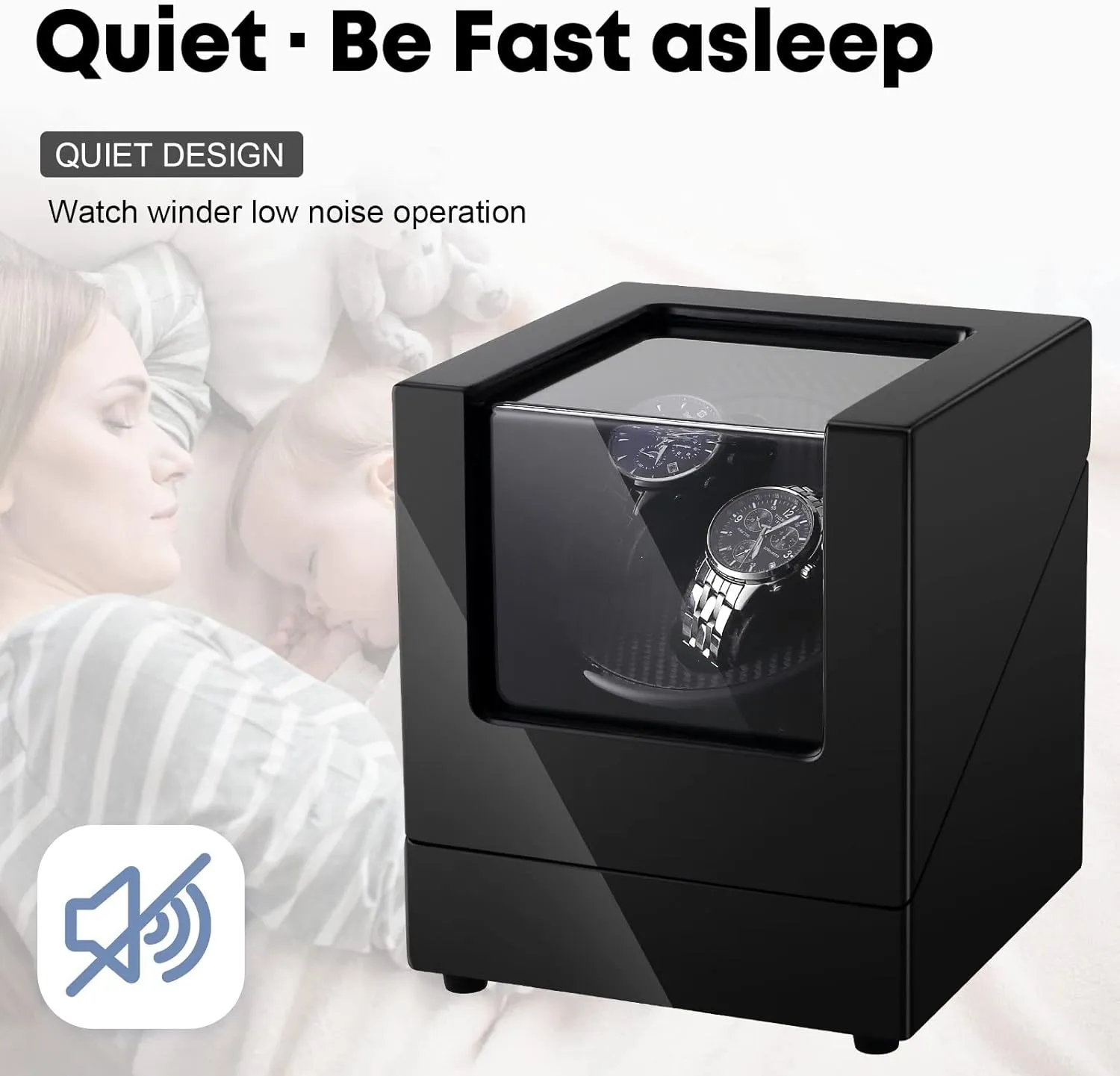 Winder with Quiet Motor 5 Rotation Mode, Black. Uten Automatic Double Watch Winder Box, Luxury Wooden Storage Case pest bust overcast zone for Mechanical Watch 