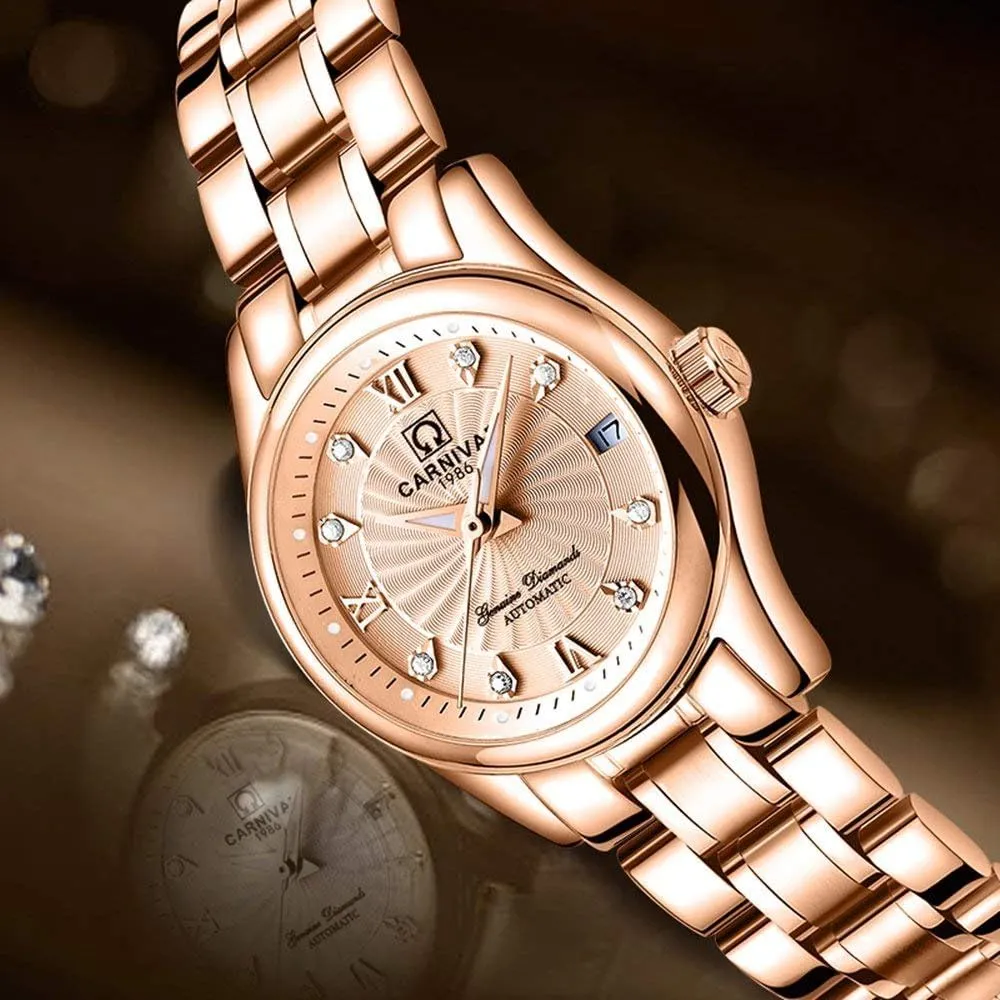 Winding Watches Mineral Mirror Diamond Scale Luminous Analog stickpin deterioration cooperation Dress Watch Calendar Womens Classical Automatic Self 