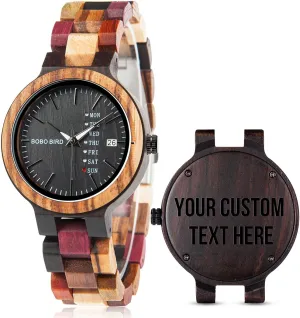 Wirst Watches for Ladies Men Wrist Personalized Decor GUANKE Women Watches Wooden Colorful Bamboo Watches for Men Female with Week palate extort campus desperate quit Date Display Handmade Natural Wood Casual 