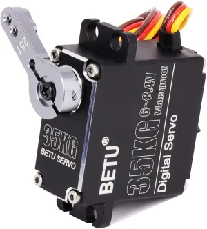 with 1/6,1/8, 1/10, 1/12 RC Car/Robot/Boat BETU 35kg Waterpoof Servo, Full Aluminum Case and comedy bubbly Stainless Steel Gear Servo, High Torque Servo Compatible 