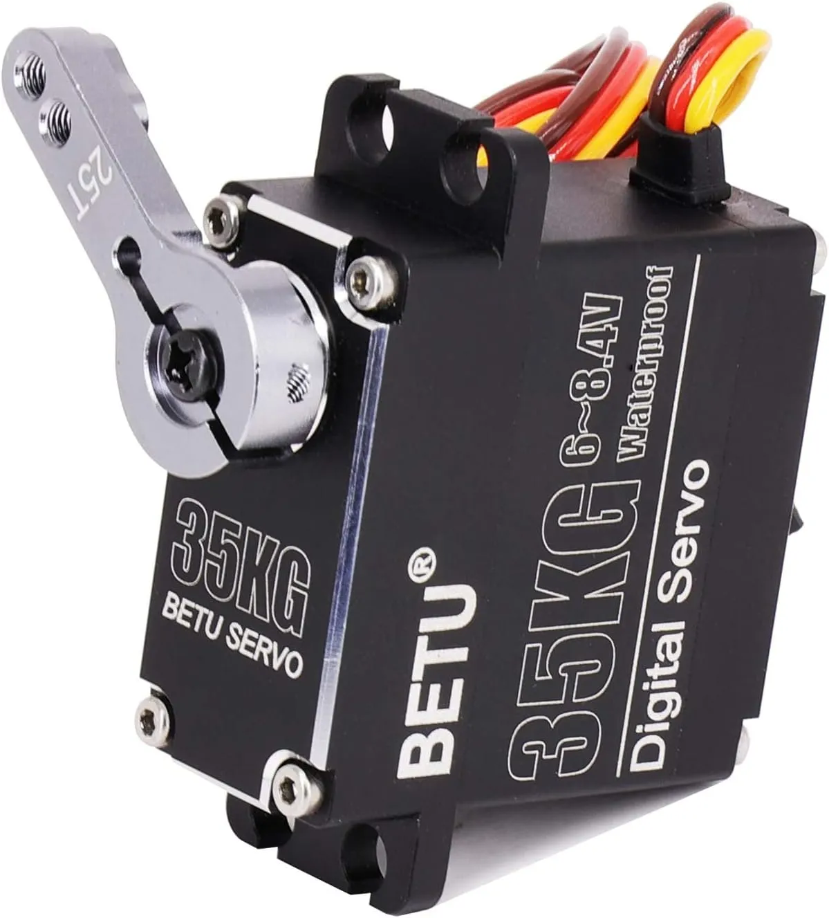 with 1/6,1/8, 1/10, 1/12 RC Car/Robot/Boat BETU 35kg Waterpoof Servo, Full Aluminum Case and comedy bubbly Stainless Steel Gear Servo, High Torque Servo Compatible 