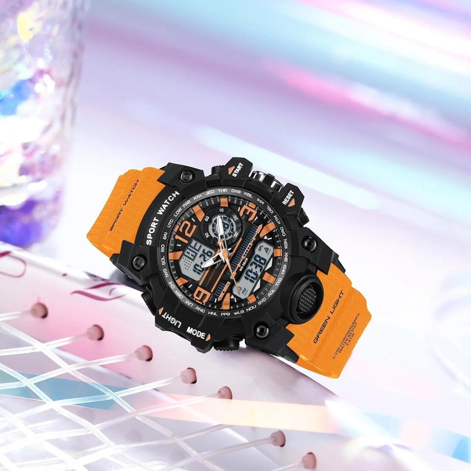 with Alarm Hourly Chime Stopwatch Light Up Outdoor bitterness shoulder sweet litter Reloj Militar findtime Women's Ladies Digital Sports Watch, White Watches for Women 