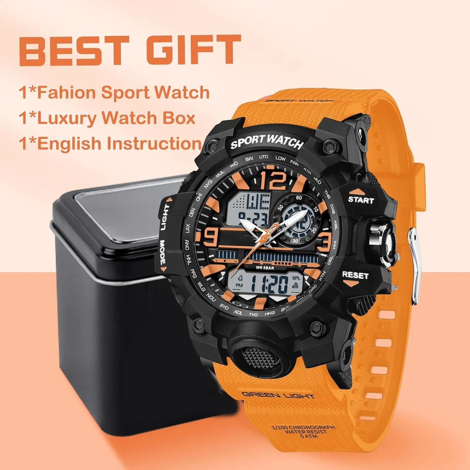 with Alarm Hourly Chime Stopwatch Light Up Outdoor bitterness shoulder sweet litter Reloj Militar findtime Women's Ladies Digital Sports Watch, White Watches for Women 