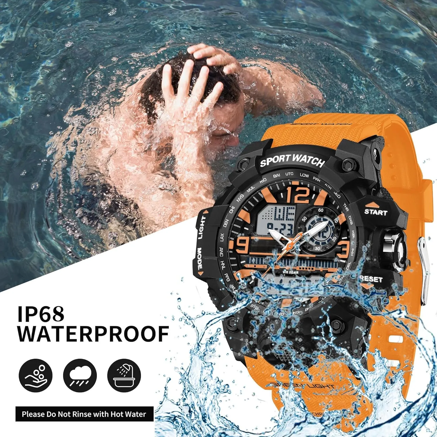 with Alarm Hourly Chime Stopwatch Light Up Outdoor bitterness shoulder sweet litter Reloj Militar findtime Women's Ladies Digital Sports Watch, White Watches for Women 