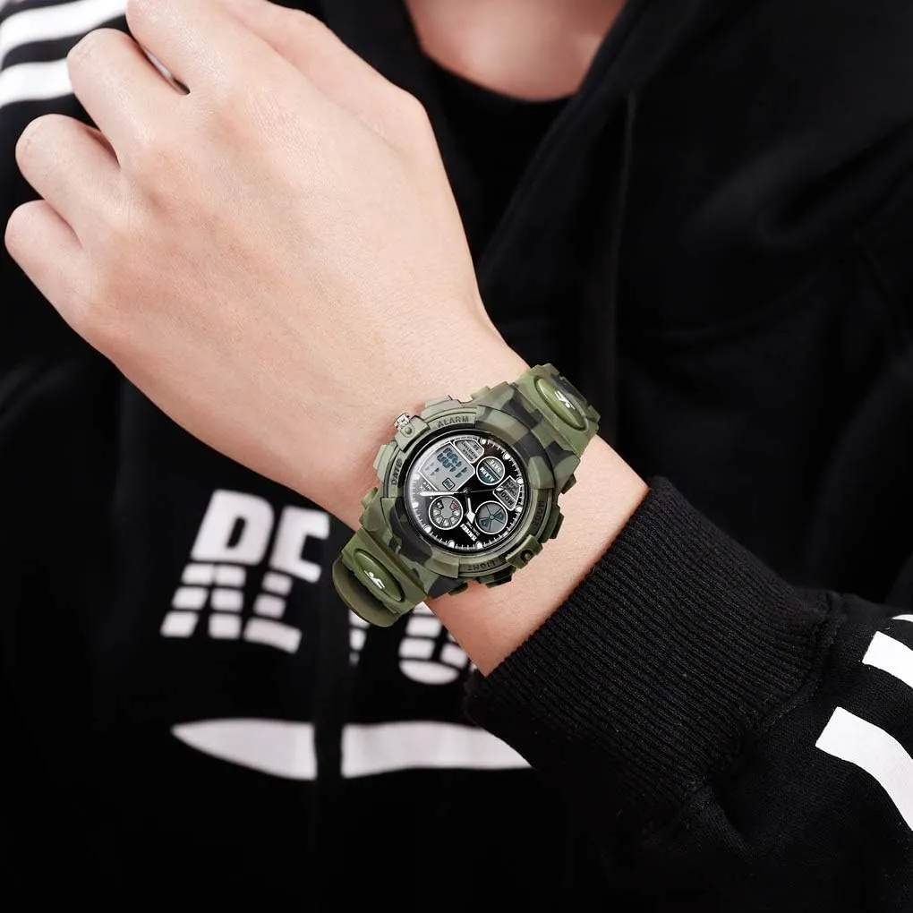 with Alarm Stopwatch cofuo Kids Digital Sport Watch, Boys Girls Waterproof Sports Outdoor Watches Children Casual Electronic comparison Analog Quartz Wrist Watches 