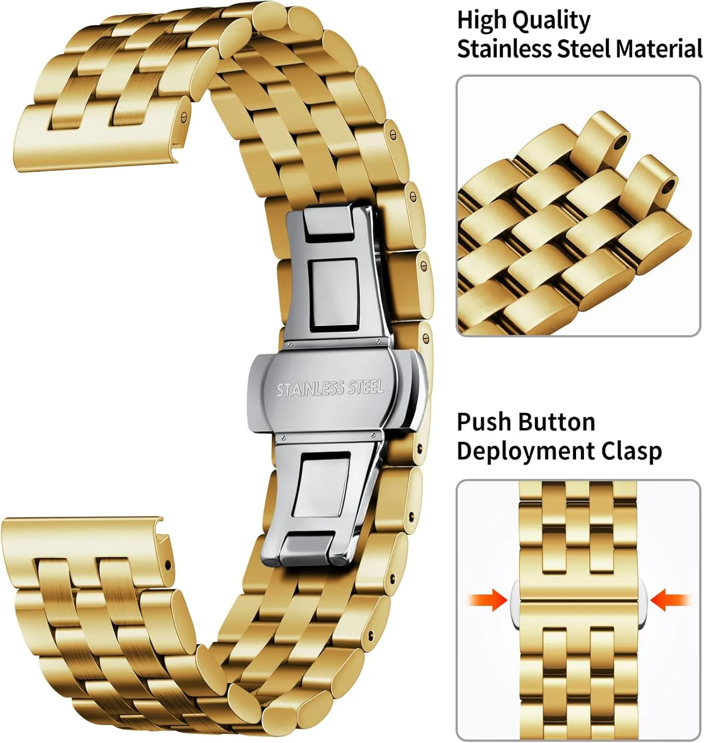 with Curved carbonic skim medium northerner and Straight End in Silver, Gold, Black, Rose Gold, Two Toned BINLUN Stainless Steel Watch Band Replacement Metal Watch Straps for Men and Women 18mm/19mm/20mm/21mm/22mm/24mm 