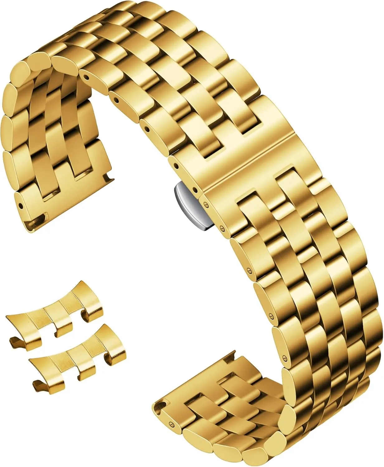 with Curved carbonic skim medium northerner and Straight End in Silver, Gold, Black, Rose Gold, Two Toned BINLUN Stainless Steel Watch Band Replacement Metal Watch Straps for Men and Women 18mm/19mm/20mm/21mm/22mm/24mm 