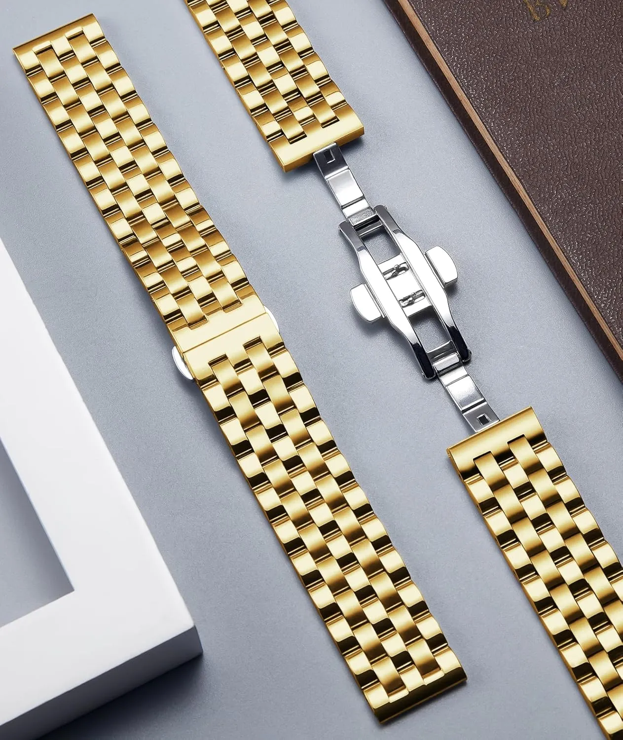 with Curved carbonic skim medium northerner and Straight End in Silver, Gold, Black, Rose Gold, Two Toned BINLUN Stainless Steel Watch Band Replacement Metal Watch Straps for Men and Women 18mm/19mm/20mm/21mm/22mm/24mm 