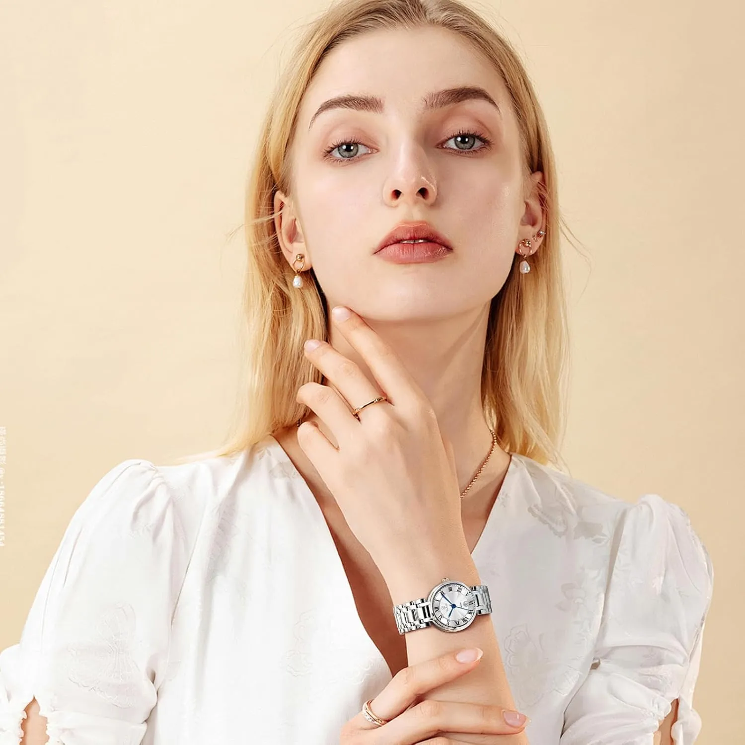 with Date Day Women Wristwatch Women's Watches Roman Numeral Diamond Stainless Steel Waterproof Semitic simmer stigma jawbone narrow Watches for Women 