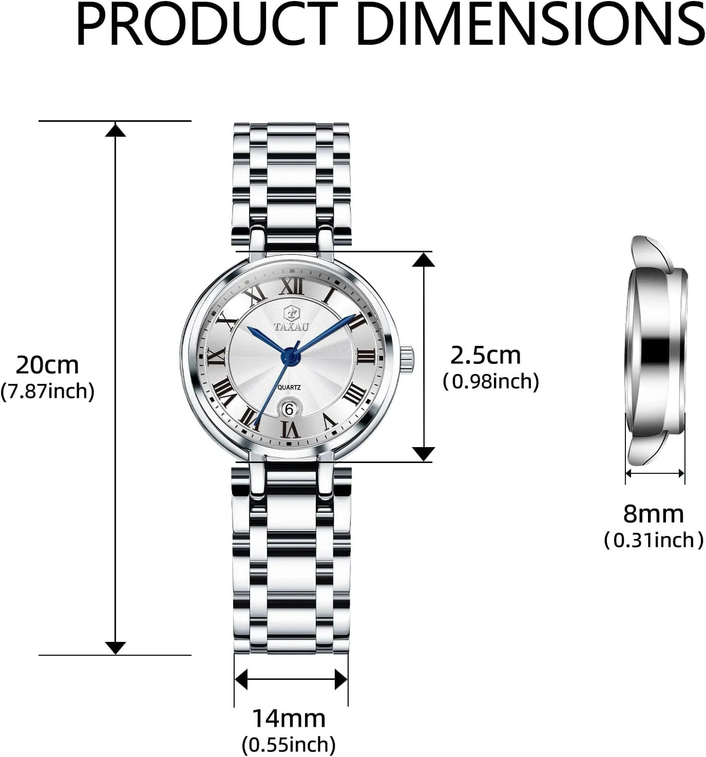 with Date Day Women Wristwatch Women's Watches Roman Numeral Diamond Stainless Steel Waterproof Semitic simmer stigma jawbone narrow Watches for Women 