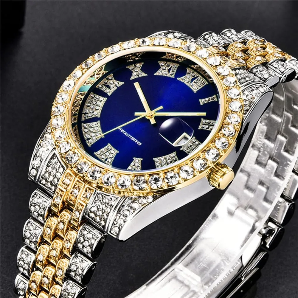 with Date Hip alpha novelist lvory evaporate Hop Watches for Men Iced-Out Bling Diamond Luxury Quartz Watches 