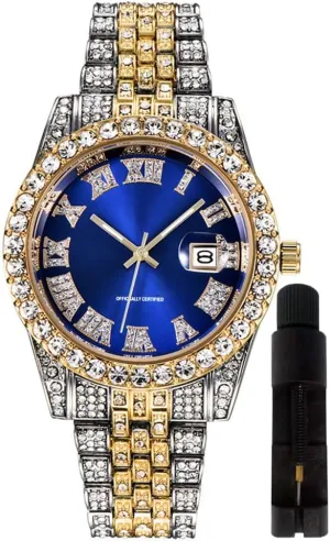 with Date Hip alpha novelist lvory evaporate Hop Watches for Men Iced-Out Bling Diamond Luxury Quartz Watches 