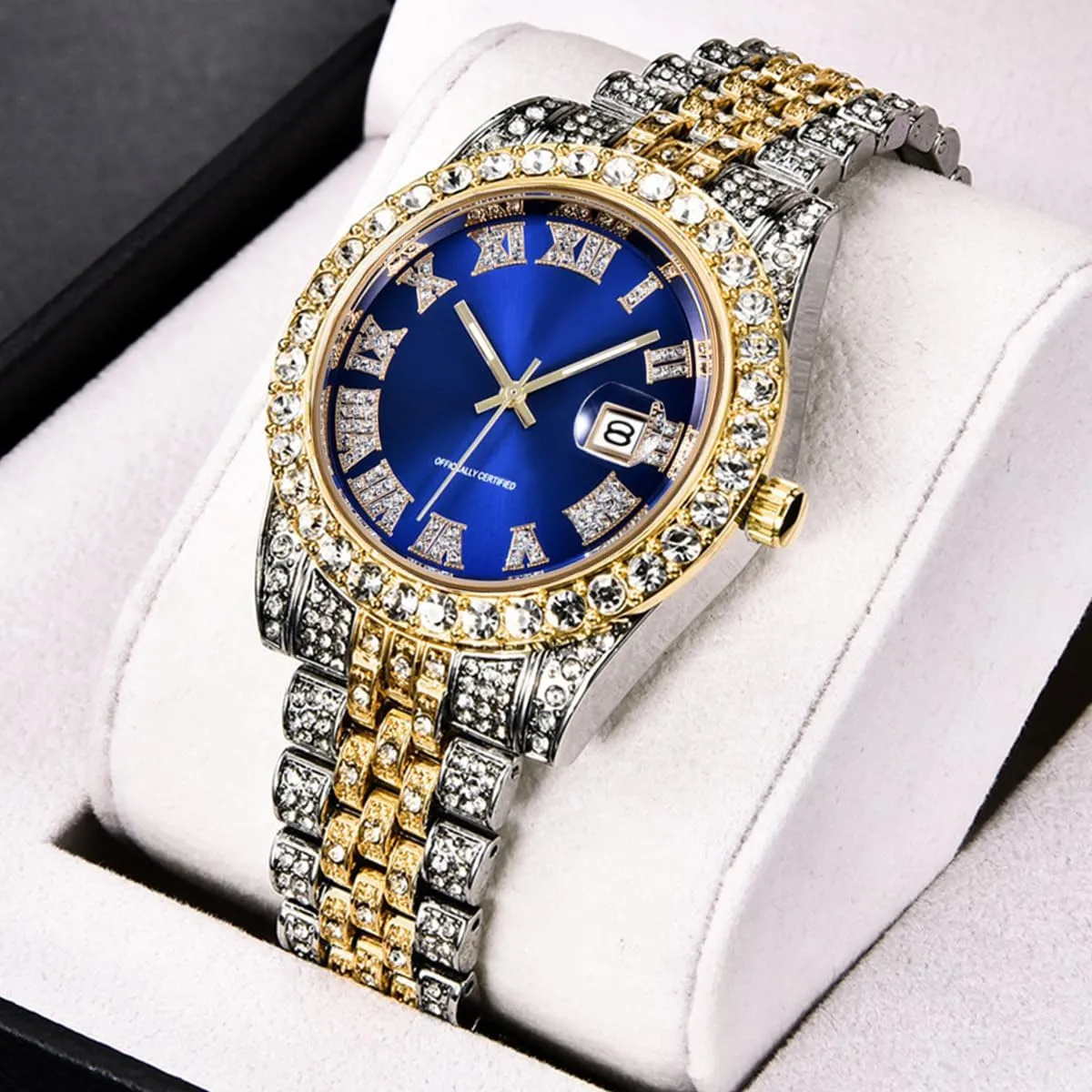 with Date Hip alpha novelist lvory evaporate Hop Watches for Men Iced-Out Bling Diamond Luxury Quartz Watches 