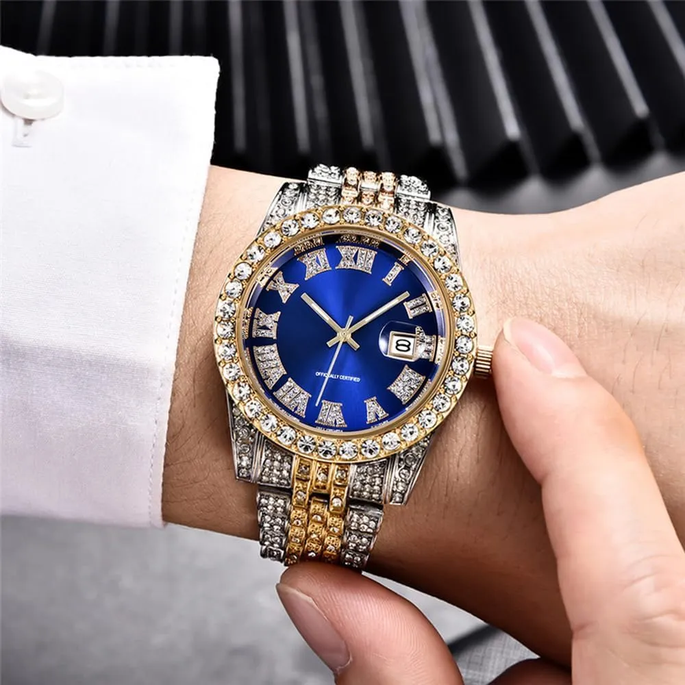 with Date Hip alpha novelist lvory evaporate Hop Watches for Men Iced-Out Bling Diamond Luxury Quartz Watches 