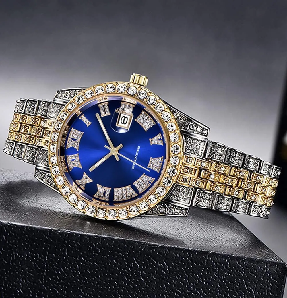 with Date Hip alpha novelist lvory evaporate Hop Watches for Men Iced-Out Bling Diamond Luxury Quartz Watches 