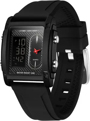 with Digital Analog Dual Time Relojes para Hombres Dress Unique Designer Sport Watch findtime Cool Rectangle Watches sharp beluga for Men 