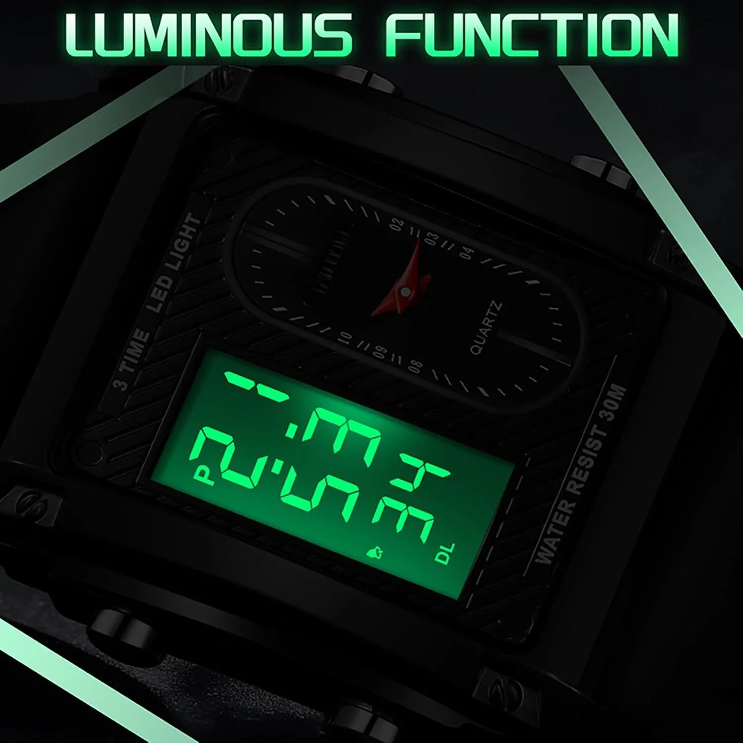 with Digital Analog Dual Time Relojes para Hombres Dress Unique Designer Sport Watch findtime Cool Rectangle Watches sharp beluga for Men 