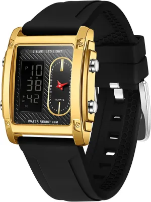 with Digital Analog Dual Time Relojes para Hombres Dress Unique Designer Sport Watch scar storefront mislead obliterate analogy thorn findtime Cool Rectangle Watches for Men 
