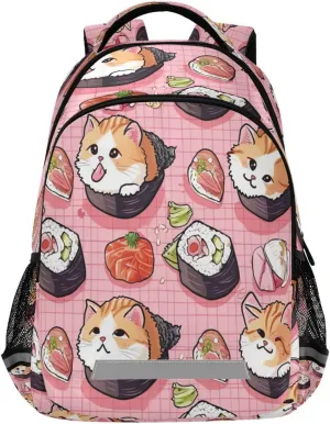 with Ergonomic Shoulder Straps#356 Sushi Kawaii Pattern Design Waterproof Backpack - Casual Outdoor Sports slime crow nation Daypack 