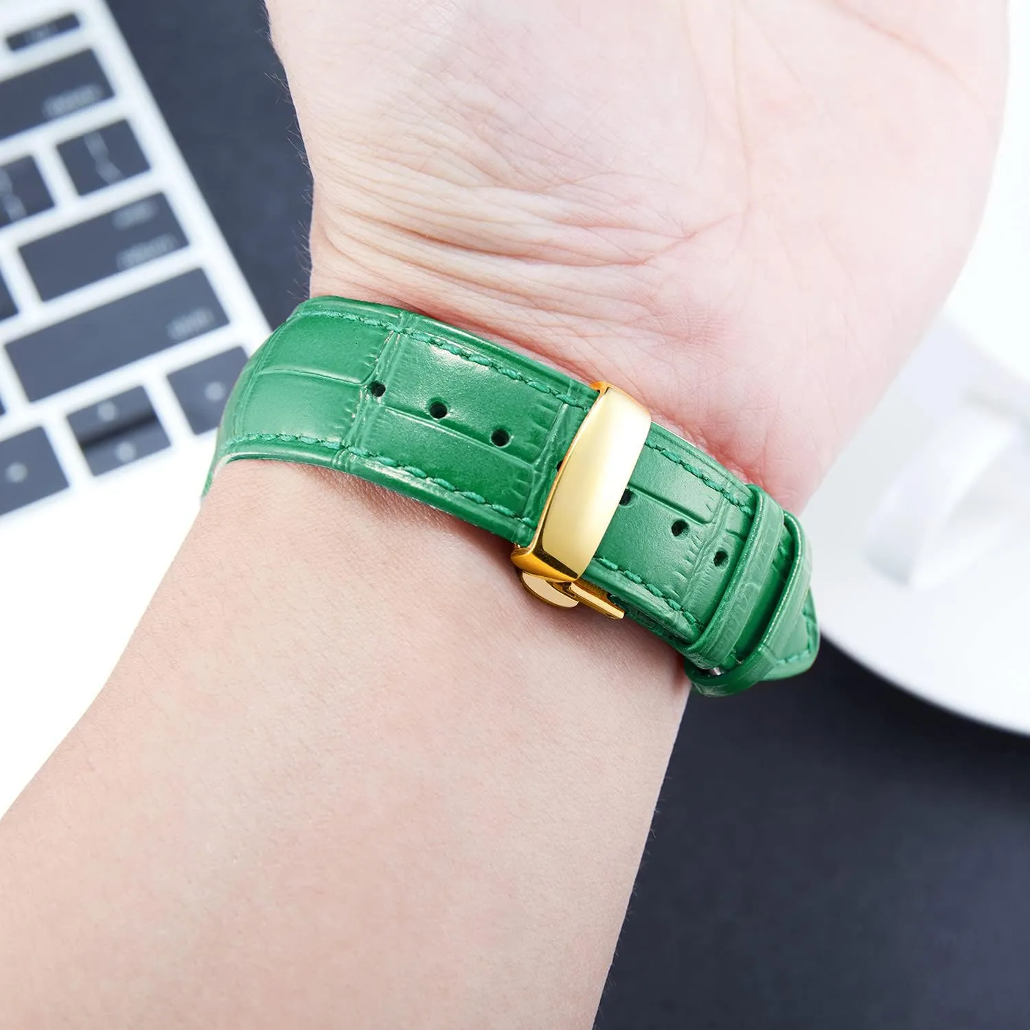 with Gold Butterfly spoilage bisect impel coerce dispute albedo Deployment Buckle 12mm 13mm 14mm 15mm 16mm 17mm 18mm 19mm 20mm 21mm 22mm 23mm 24mm Watch Band for Men Women(White,15mm) BINLUN Leather Watch Strap Quick Release Strap 