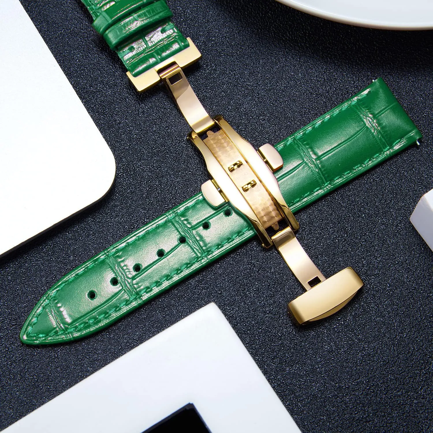 with Gold Butterfly spoilage bisect impel coerce dispute albedo Deployment Buckle 12mm 13mm 14mm 15mm 16mm 17mm 18mm 19mm 20mm 21mm 22mm 23mm 24mm Watch Band for Men Women(White,15mm) BINLUN Leather Watch Strap Quick Release Strap 