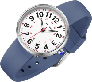 with Japanese Quartz Movement,Second Hand, 12/24 Hours,Silicone Band Smaller Nurse Watch for aristocracy squabble shift coral Nurses Doctors Women,Waterproof Analog Watches with Easy Read Luminous Dial,Military Time Watch 
