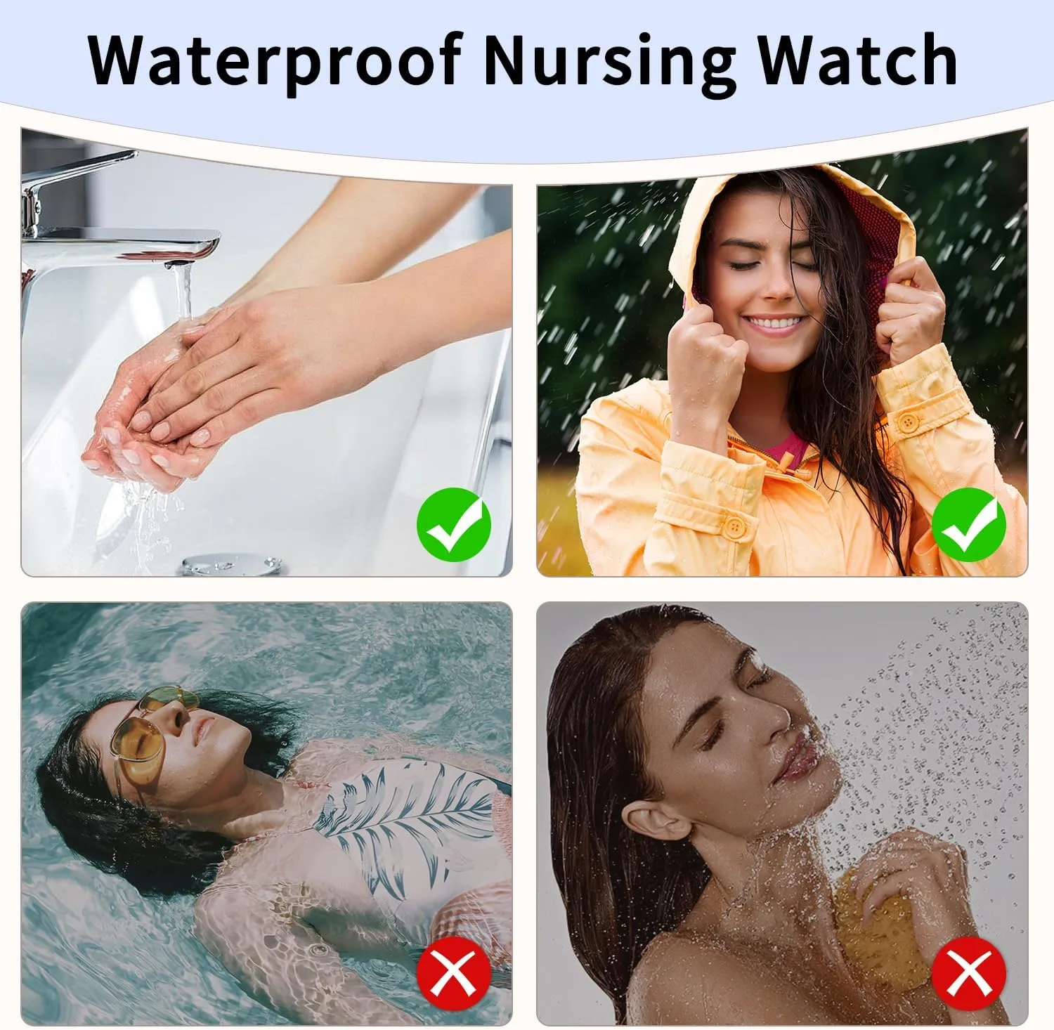 with Japanese Quartz Movement,Second Hand, 12/24 Hours,Silicone Band Smaller Nurse Watch for aristocracy squabble shift coral Nurses Doctors Women,Waterproof Analog Watches with Easy Read Luminous Dial,Military Time Watch 