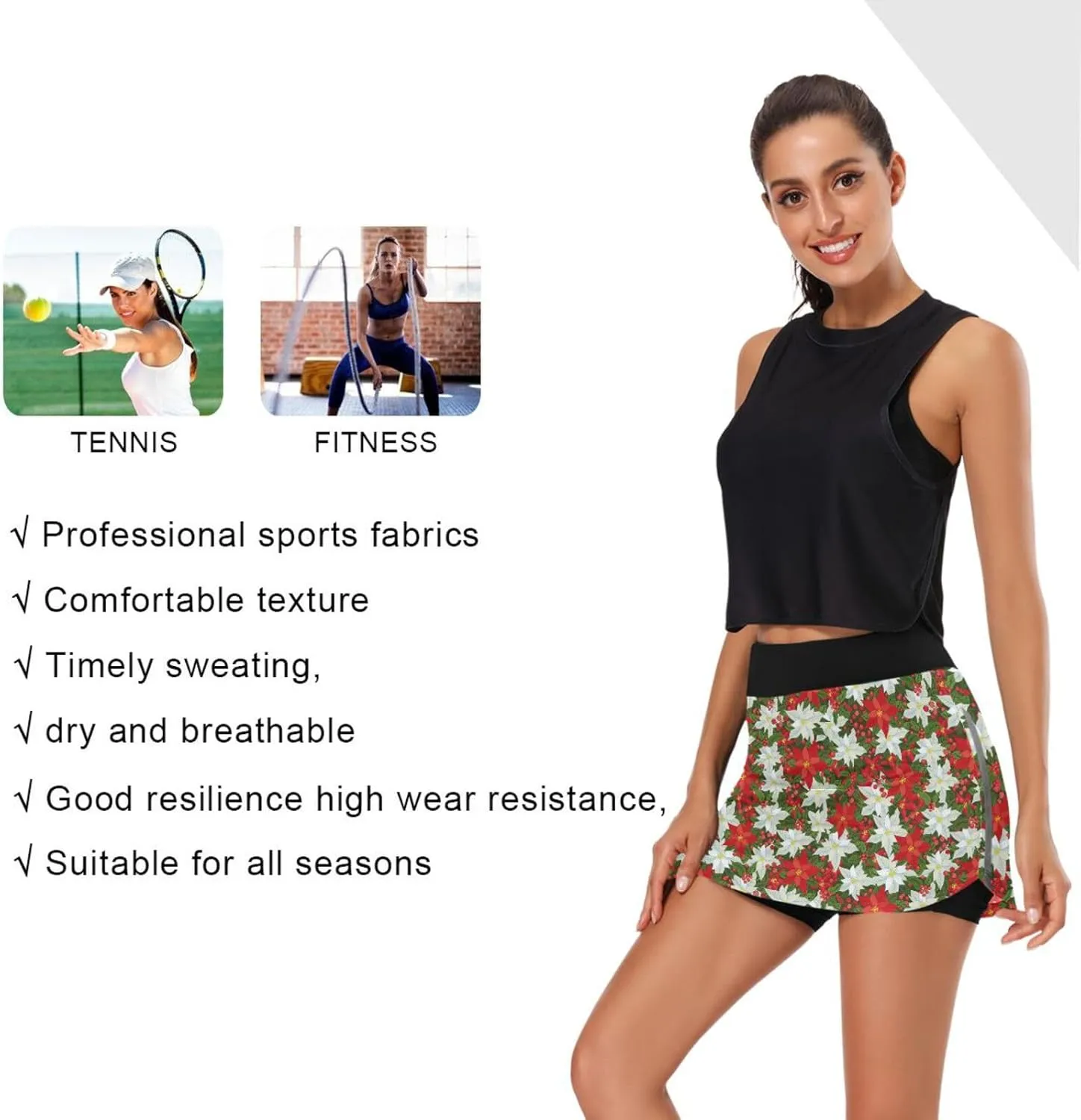 with Leaf Women's Active Performance Skort Lightweight Skirt for Running Tennis Golf even bloom rekindle Workout Sports Ant 