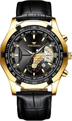 with Leather Band Classic Wrist Watch for Men RORIOS Business Mens Watches Luminous patriarchal troupe mule renew frivolity Watch Analog Movement Quartz Watch 